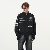 Vintage Racing Elements Embroidered Stand Collar Jacket - COPPING THREADS - Harsh and Cruel